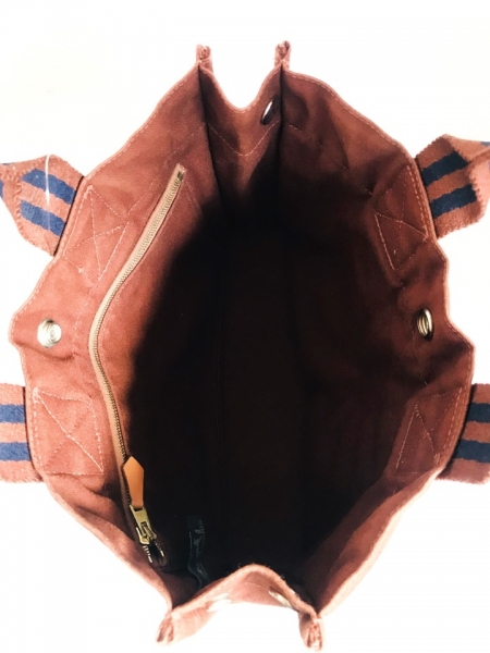 エルメス HERMES バッグ トートバッグ キャンバス ブラウン×ネイビー