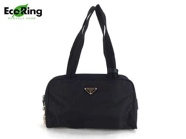 1円 良品 PRADA プラダ ナイロン×レザー ショルダー バッグ ブラック 1