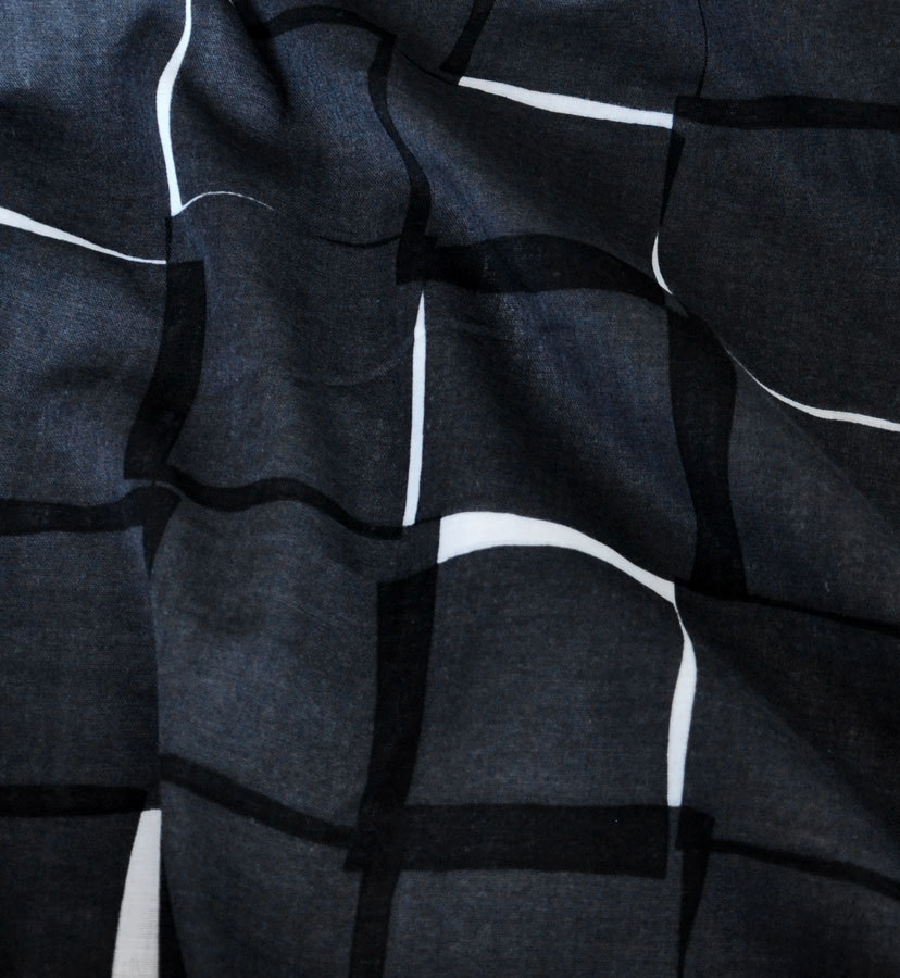 earth_eco_loco レディース ブラウス シャツ ノーカラー 24SS0604R, 綿ダブルガーゼ/濃いグレーの大きな四角/ラフなノースリーブブラウス/М