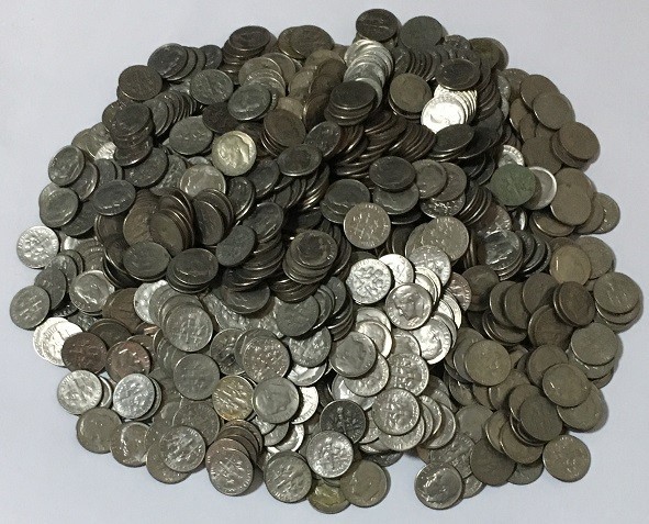 アメリカ 10セント硬貨1050枚（105ドル） アメリカ10セント