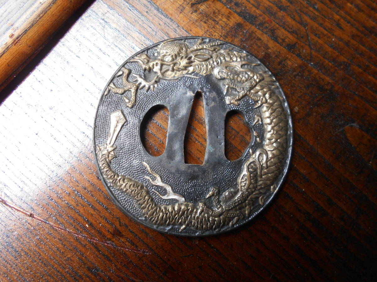 鍔 銘 無銘 古代文尽鍔(TU-100517)｜刀・日本刀の 金象嵌(花押)・(京