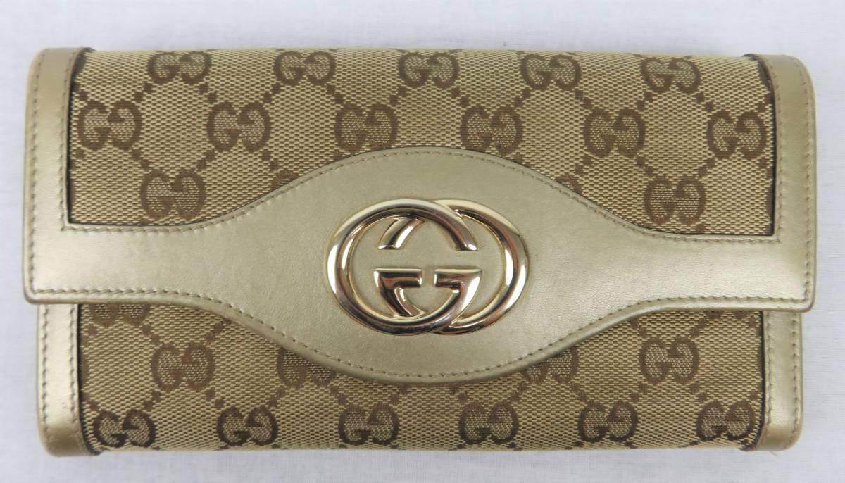 GUCCI グッチ キャンバス レザー 長財布【11】 グッチ 長財布 GG 