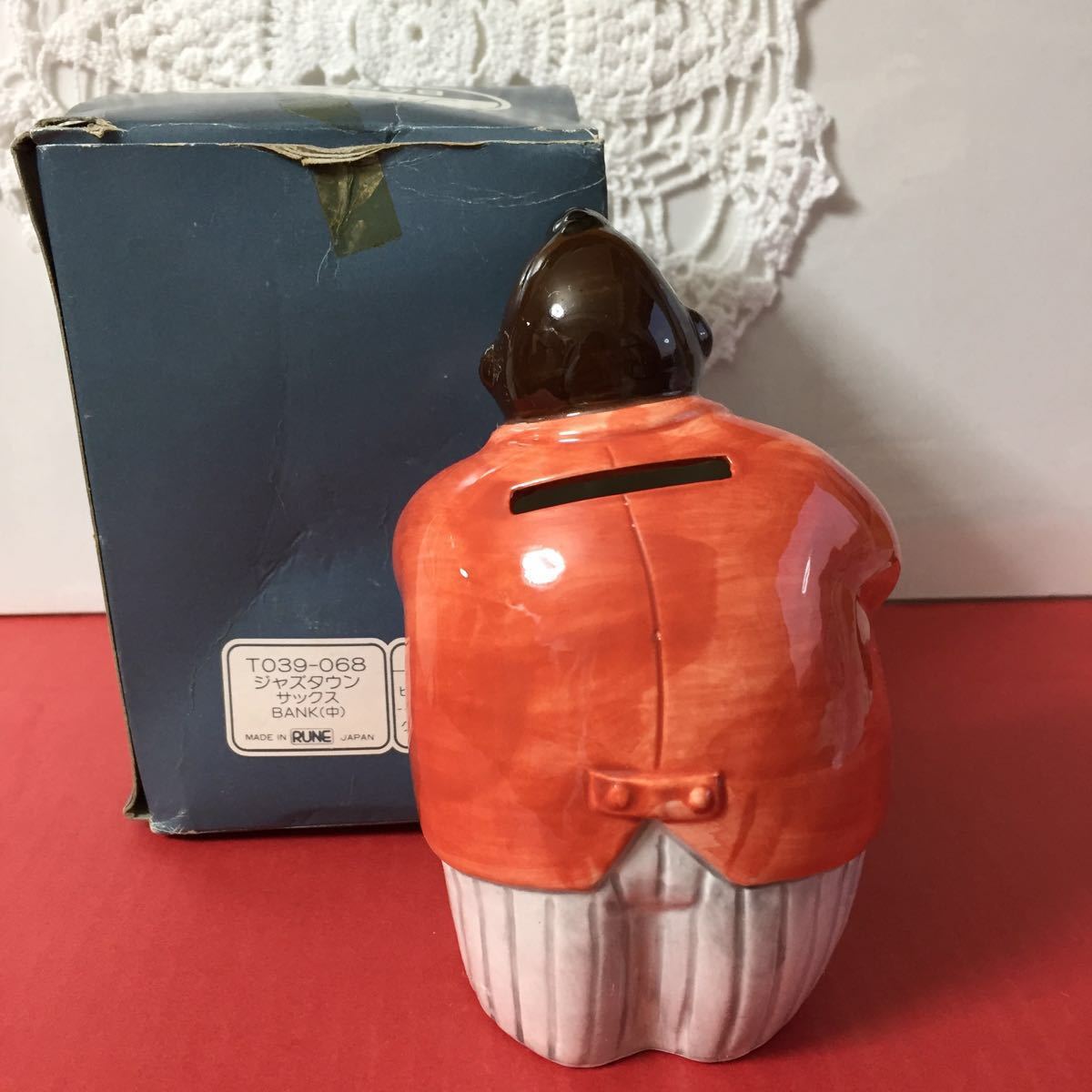 内藤ルネ 黒人 貯金箱 サックス RUNE陶器/置物/人形/フィギュア/くろん