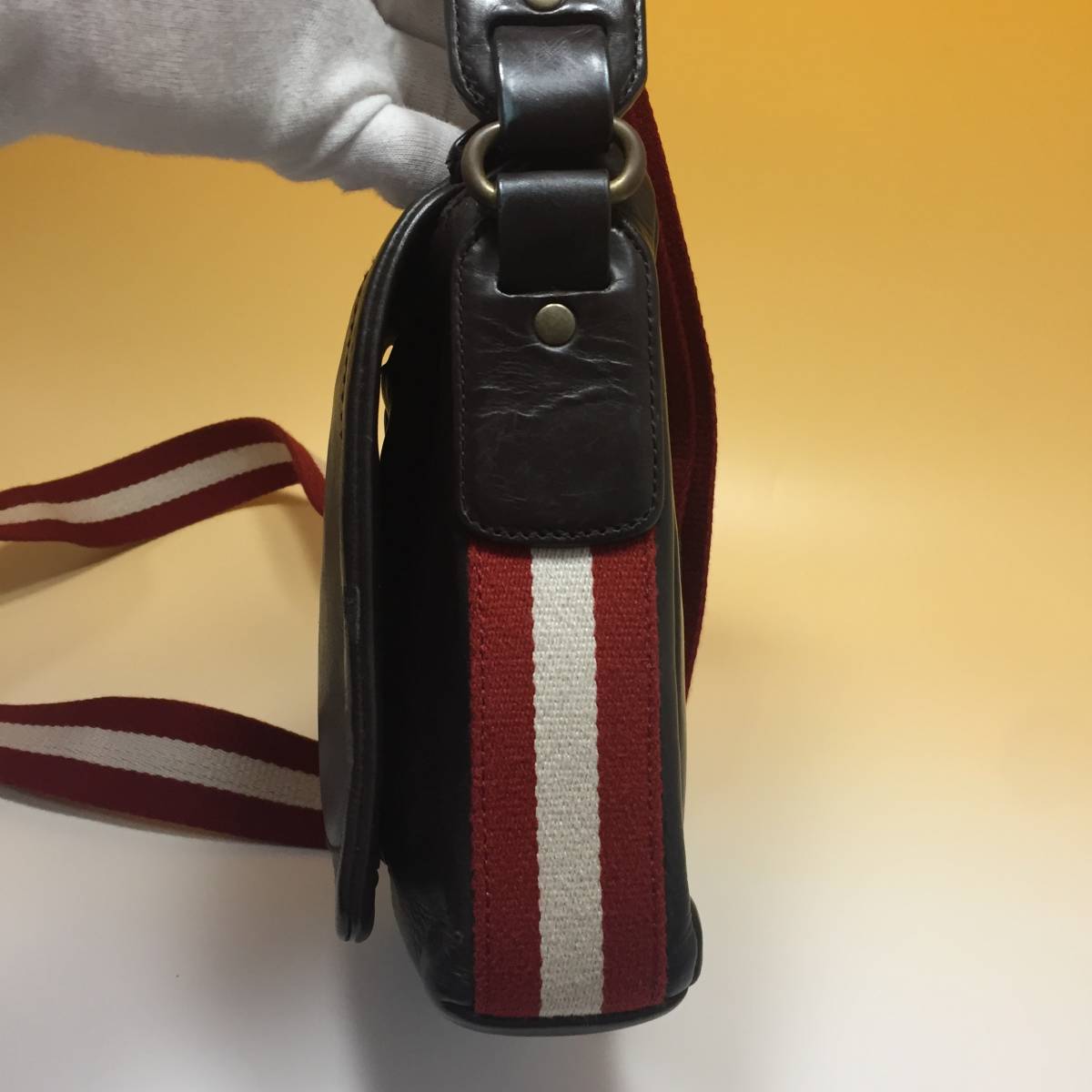 BALLY◇バリー レザー ショルダーバッグ◇ダークブラウン - ショルダー 