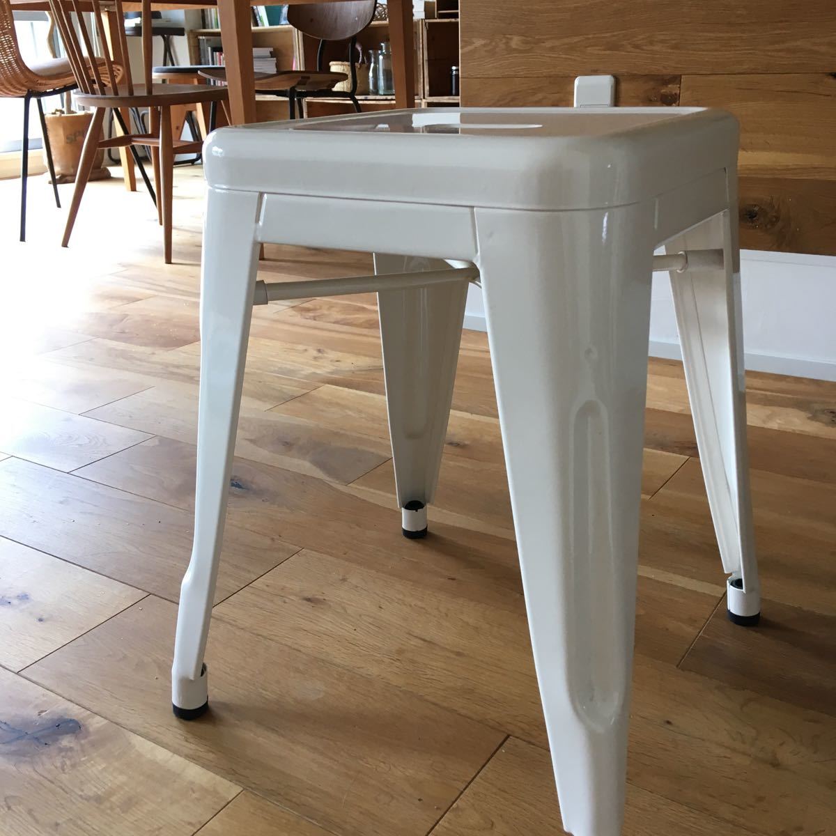 TOLIX フットスツール ダルトン トリックス ホワイト おしゃれ いす カフェ インダストリアル スチール フランス 中古美品_1