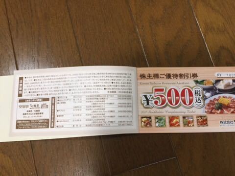 安楽亭株主優待割引券×26枚