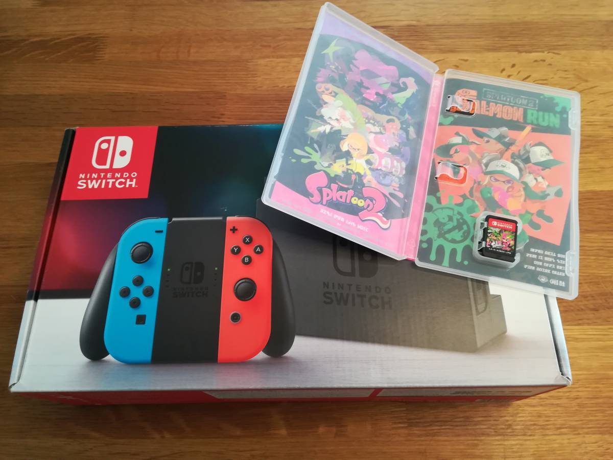 ☆ 中古 Nintendo Switch ネオンブルー・レッド スプラトゥーン2