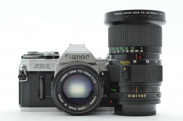 ◇ Canon キヤノン AE-1 + NEW FD 50mm F1.4 + 35-105mm F3.5 フィルム