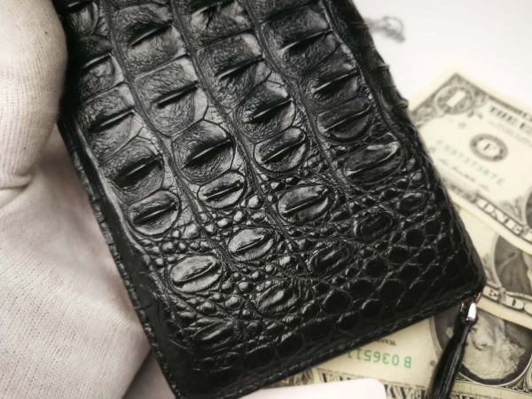 1000円～※極上※クロコダイル 背革使用一枚革ラウンドファスナー長財布 