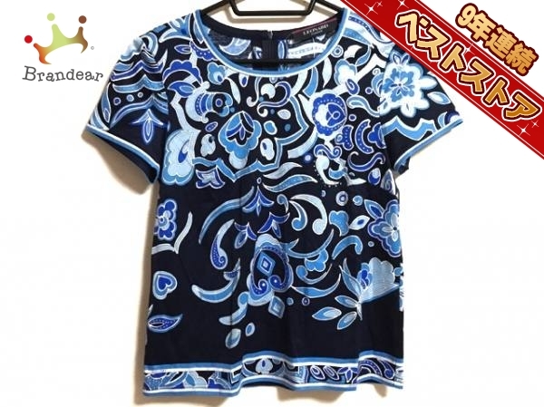レオナール｜美品✨シルク100% 花柄半袖Tシャツ｜ストレッチ｜イタリア製｜40 LEONARD 半袖カットソー レオナール 半袖Tシャツ 総柄 花柄 シルク100