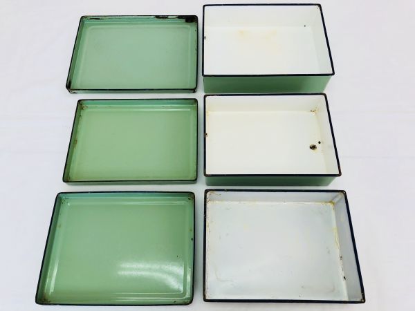 ☆昭和レトロ ホーロー バット 3点まとめてセット 蓋付き 月兎印 FUJII