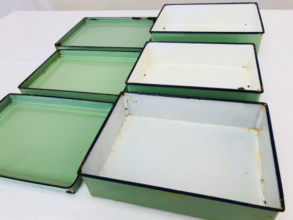 ☆昭和レトロ ホーロー バット 3点まとめてセット 蓋付き 月兎印 FUJII
