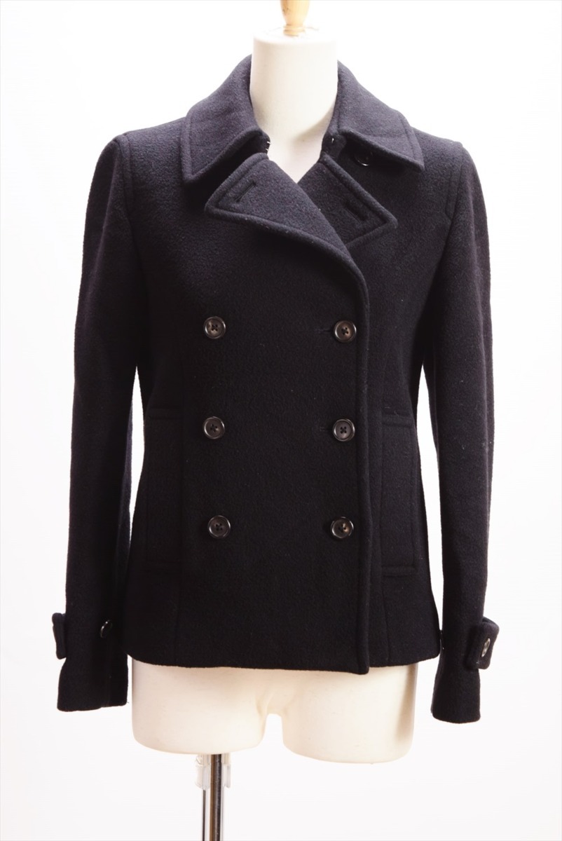 ○ MARGARET HOWELL 長袖 ショート丈 Pコート 1 黒 カシミヤ混