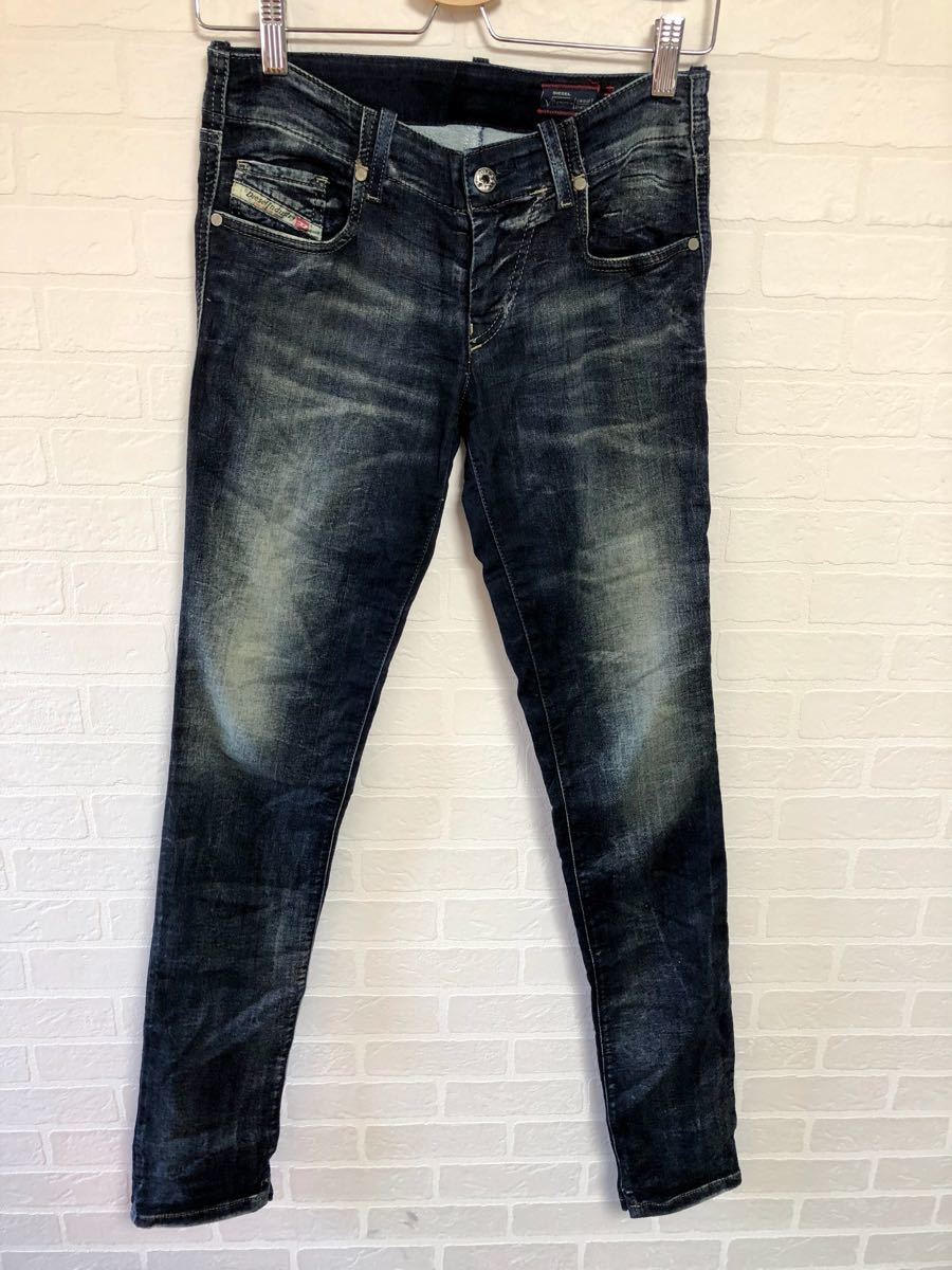 232〓 DIESEL ディーゼル デニムパンツ デニムスウェット レディース サイズ25 ネイビー 紺 grupee スリムモデル