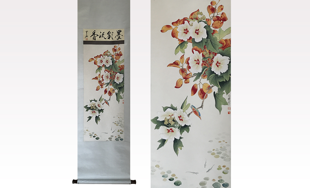 于非闇 四喜図 中国掛け軸 花鳥画 中堂掛軸 宣紙装裱 インテリア 美術
