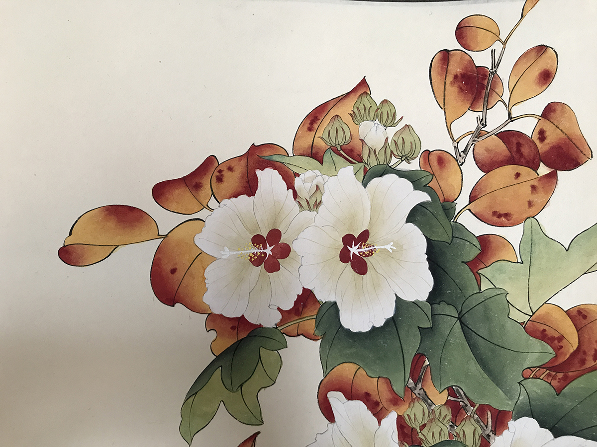 三尺中堂 中国伝統 花鳥画 荷花双鴛 掛け軸 宋代宮廷 三尺中堂 中国