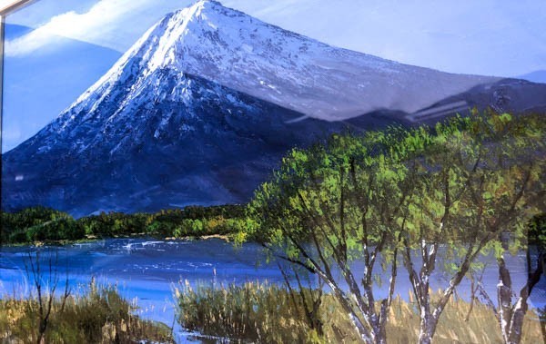 肉筆 小川久雄 「富士山と河口湖」 F8号 風景画 油彩 年鑑46万 應美会会員