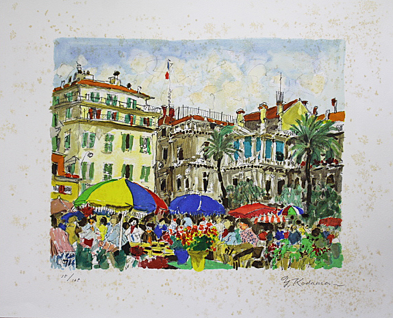 美品 児玉幸雄「カフェ・ドゥ・リュウ・セーヌ」リトグラフ □児玉幸雄