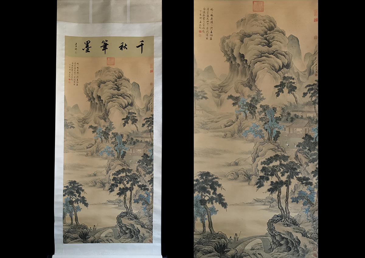 掛軸 市河米庵 筆『書』對福〔紙本 肉筆〕/ 江戸後期 日本 書家 漢詩人