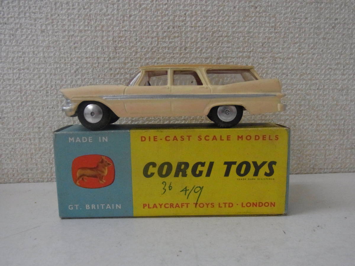 100929M65-1003M-①07414■CORGI TOYS■コーギートイズ 219 プリムス スポーツ サバーバン 箱付き ミニカー ♯1