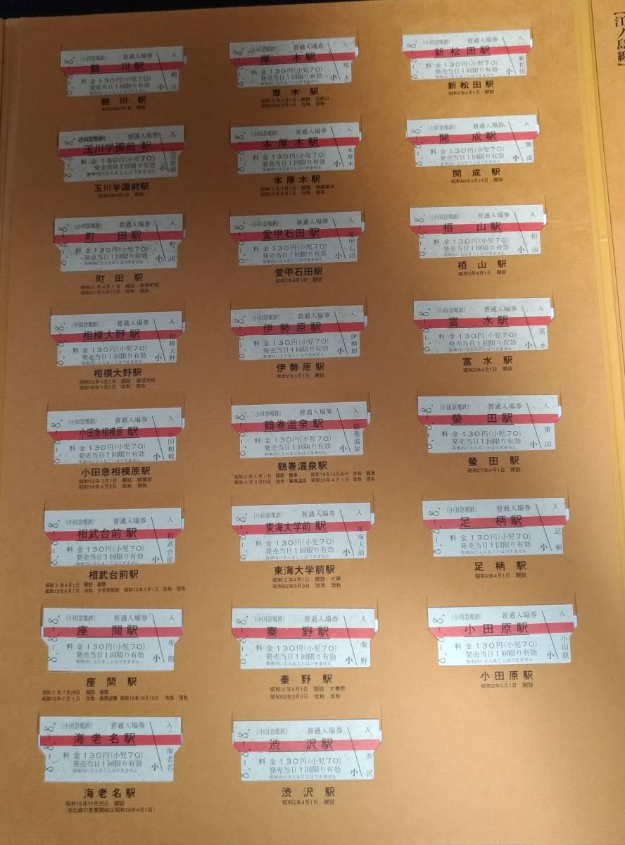 小田急電鉄全線69駅入場券集 8・8・8 平成8年8月8日