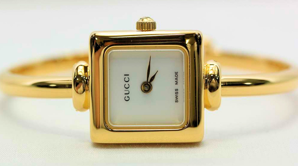 1円～ポリッシュ済/超美品～GUCCI 1900L Qz バングル Lady WhiteDial