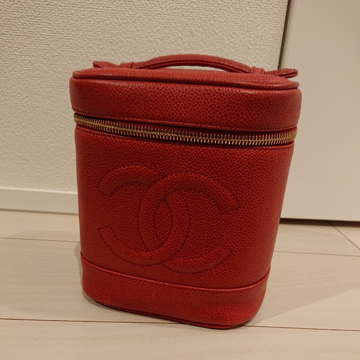 シャネル キャビアスキン CHANEL ココマーク レッド ハンドバッグ 