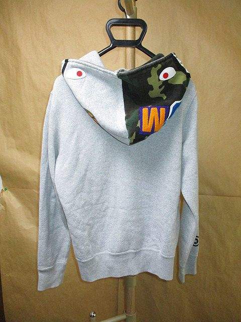 エイプ BAPE フード迷彩 シャーク パーカー グレーS 本物 【公式通販】