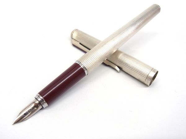 美品 PLATINUM 万年筆 18K STERLING SILVER 細字 安いクリアランス △筆記具30 PLATINUM 万年筆△プラチナ/STERLING