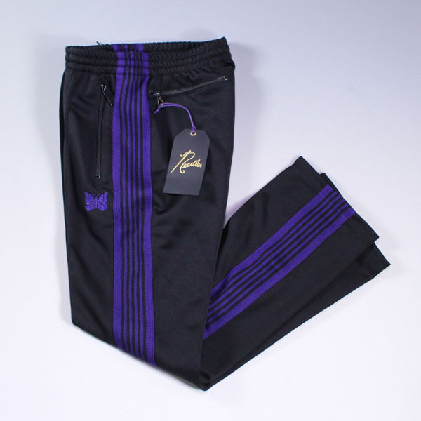 未使用品 Needles TRACK PANTS S BLACK/PURPLE ニードルス トラック