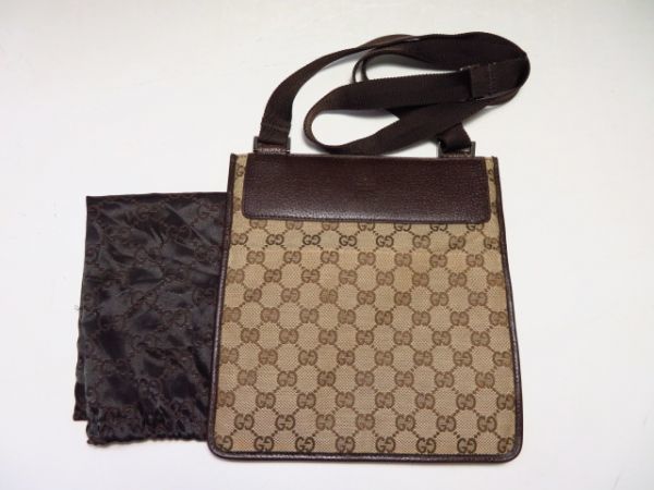 727/☆グッチ ショルダーバッグ GGキャンバス×レザー 保存袋付 レディース ファッション 服装小物 GUCCI