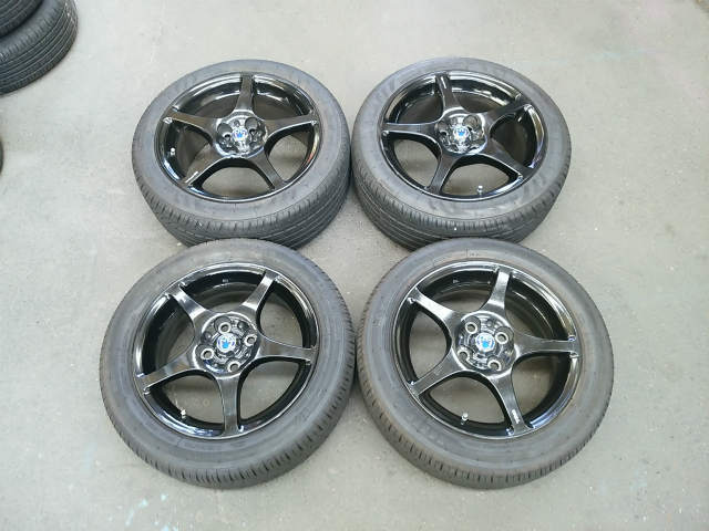 タイヤ付き純正ホイール4本セット　MR-S　ZZW30　自家塗装ツヤ有ブラック　15×6JJ　+45　185/55R15　16×7JJ　+45　215/45R16　100　4穴