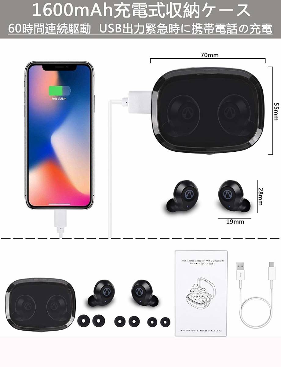 定価5，880円 完全ワイヤレス Bluetooth イヤホン TWS-X10
