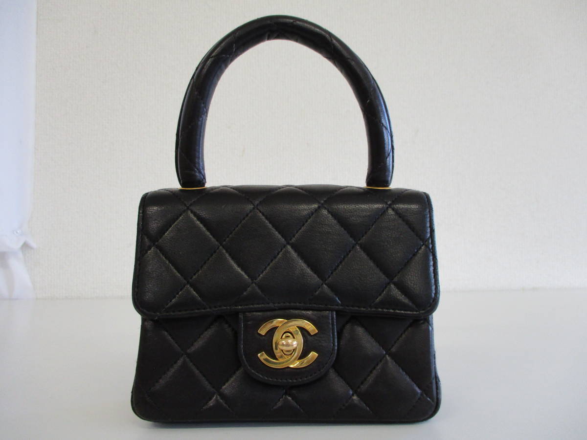 CHANEL ミニ マトラッセ ラムスキン 親子バッグ 小 ブラック系 シリアル・刻印あり ゴールド金具 ココマーク 付属品あり ハンドバッグ マトラッセ 親子バッグ ハンドバッグ CHANEL&frasl;シャネル ゴールド 親子\u202c\u202c