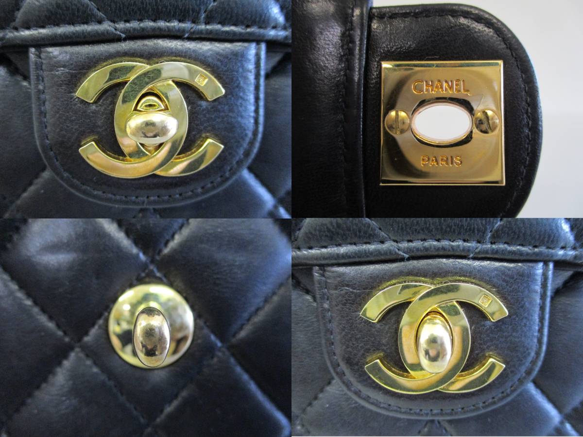 CHANEL ミニ マトラッセ ラムスキン 親子バッグ 小 ブラック系 シリアル・刻印あり ゴールド金具 ココマーク 付属品あり ハンドバッグ マトラッセ 親子バッグ ハンドバッグ CHANEL&frasl;シャネル ゴールド 親子\u202c\u202c