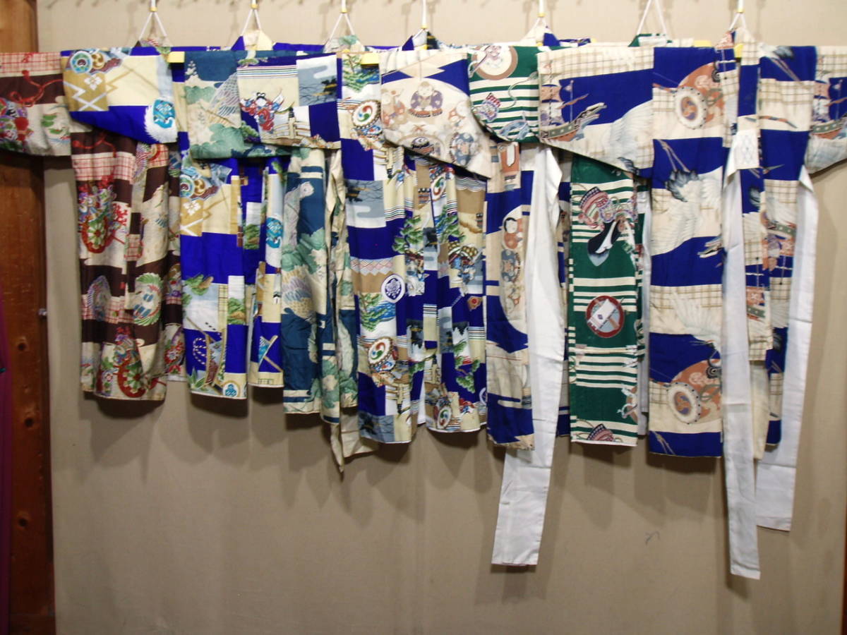 七五三 着物 男の子 10%OFFクーポン配布中!レンタル お買い物マラソン 着物レンタルの京都かしいしょう K05087【生地取り用 古布 正絹】古い男児着物 7枚セット