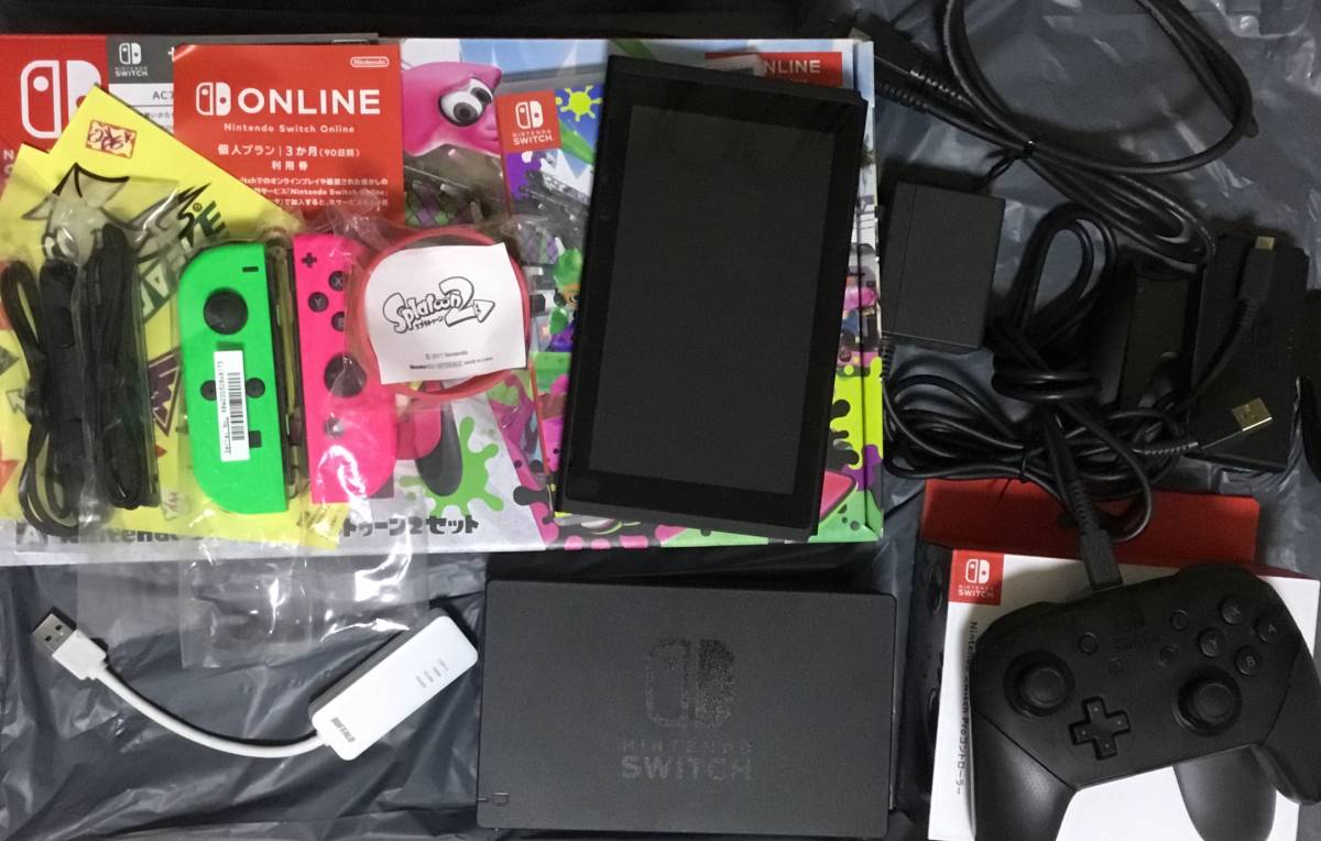 Nintendo Switch ニンテンドースイッチ スプラトゥーン2セット プロコン付き オンライン90日無料権利 リストバンド シール 有線lan セット ニンテンドースイッチ本体 売買されたオークション情報 Yahooの商品情報をアーカイブ公開 オークファン Aucfan Com