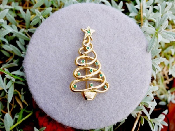 70s ヴィンテージブローチ JJ（アメリカ）スパイラルクリスマスツリー Vintage Brooch_1