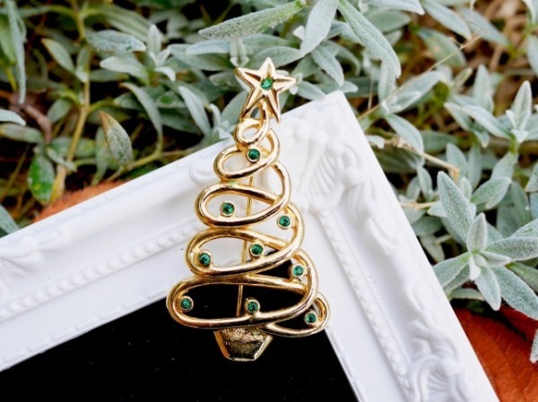 70s ヴィンテージブローチ JJ（アメリカ）スパイラルクリスマスツリー Vintage Brooch_2