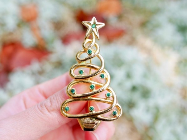 70s ヴィンテージブローチ JJ（アメリカ）スパイラルクリスマスツリー Vintage Brooch_3