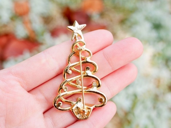 70s ヴィンテージブローチ JJ（アメリカ）スパイラルクリスマスツリー Vintage Brooch_4