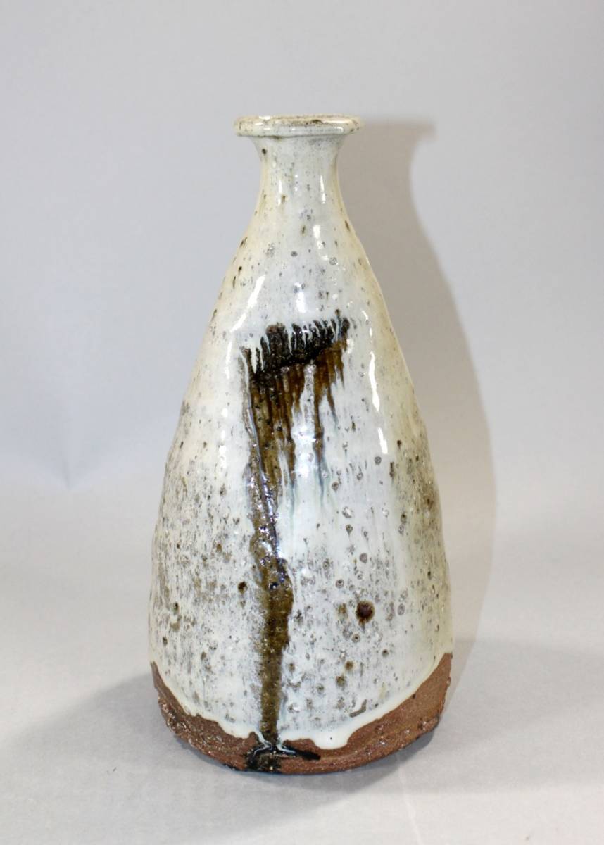 唐津焼　鏡山窯　井上東也作　唐津花入　美品　共箱　茶道　華道　送料込 鏡山窯 井上東也作 茶道具 井上東也 唐津焼 唐津花入 A1181-8⁄鏡山窯