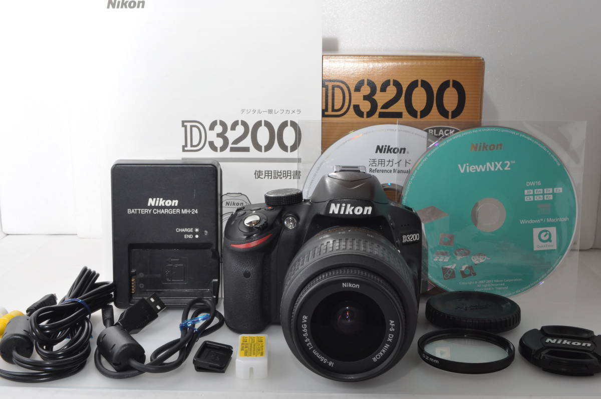 ★元箱付き超極上★ニコン Nikon D3200 & 18-55mm F3.5-5.6 G VR レンズキット★5