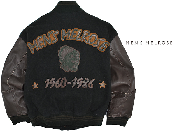 80's MEN'S MELROSE 袖革スタジャン レザーワッペン L 80's MEN'S