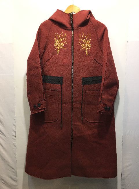 経堂) ワイエムウォルツ Y.M.Walts 刺繍 コート サイズ2 エンジ タグ付 