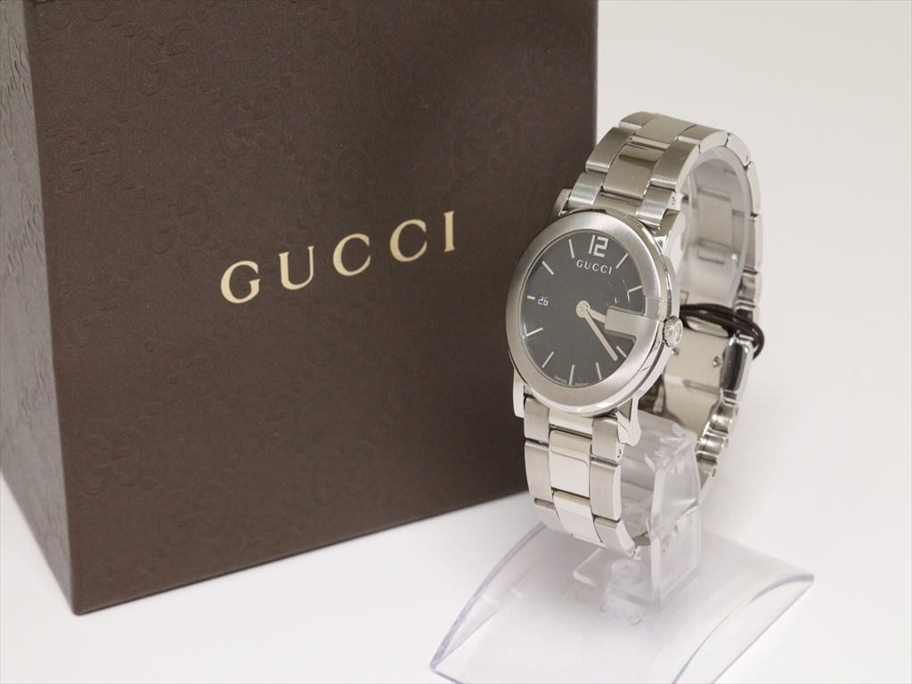 未使用・可動品【GUCCI/グッチ】101J スイス製 デイト Gロゴフェイス