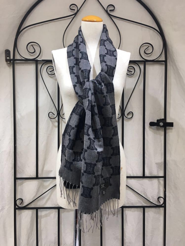 CELINE CELINE MACADAM PATTERNED WOOL MUFFLER MADE IN ITALY