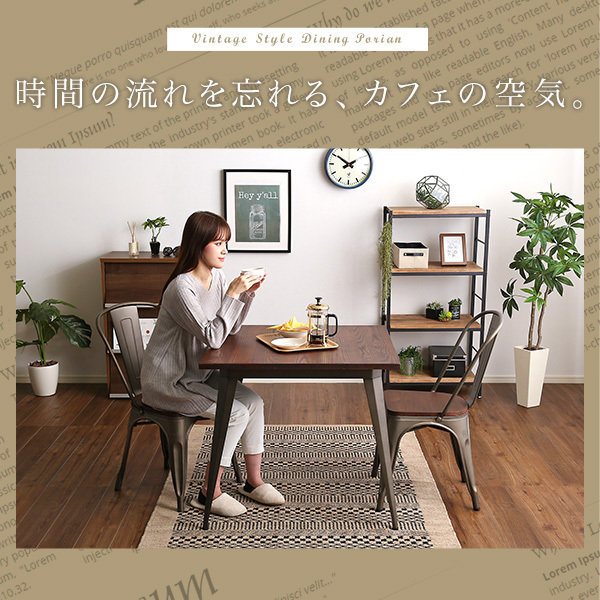 ダイニングテーブル/おしゃれなアンティークダイニングテーブル 幅80cm 正方形 2人掛け/デスクにも/金属+木製 天然木/茶系/新品 特価/a3 | ダイニングテーブル おしゃれなアンティーク風ダイニングテーブル特集 アンティークリプロダクト オールドパイン材のアンティーク家具、２トーンカラーの カフェ