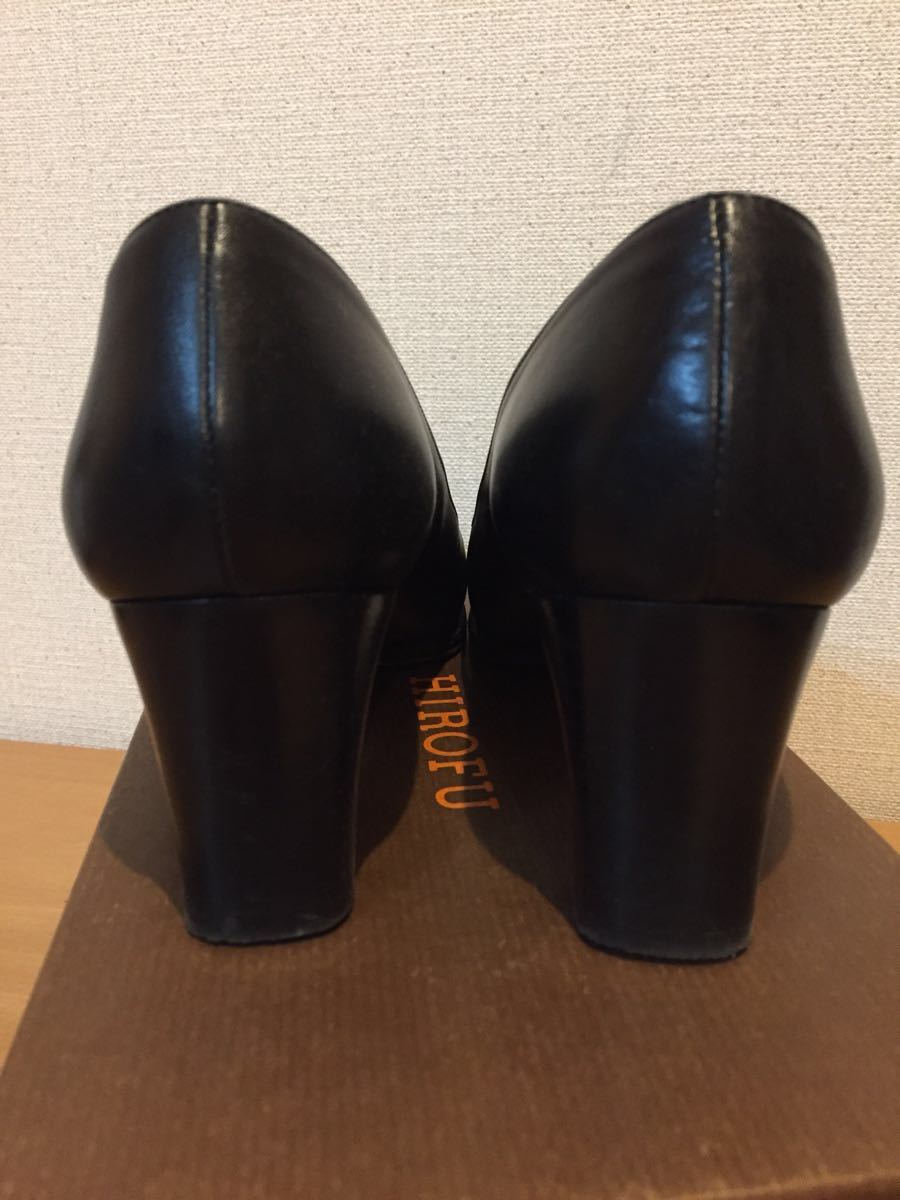 パンプス レザー HIROFU 0 - ヒロフ 紺 型押し ローヒール 中古ヒロフ 