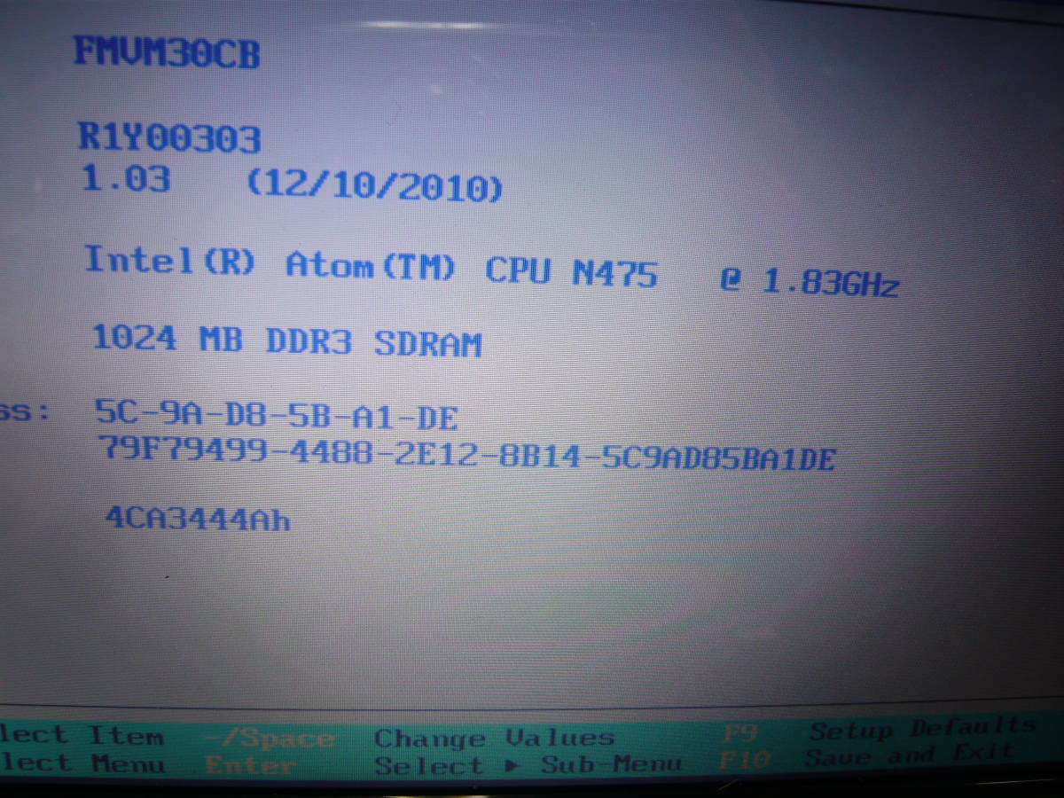 947☆FUJITSU FMV LIFEBOOK MH30/C FMVM30CB Atom N475 HDD/ 250GB 